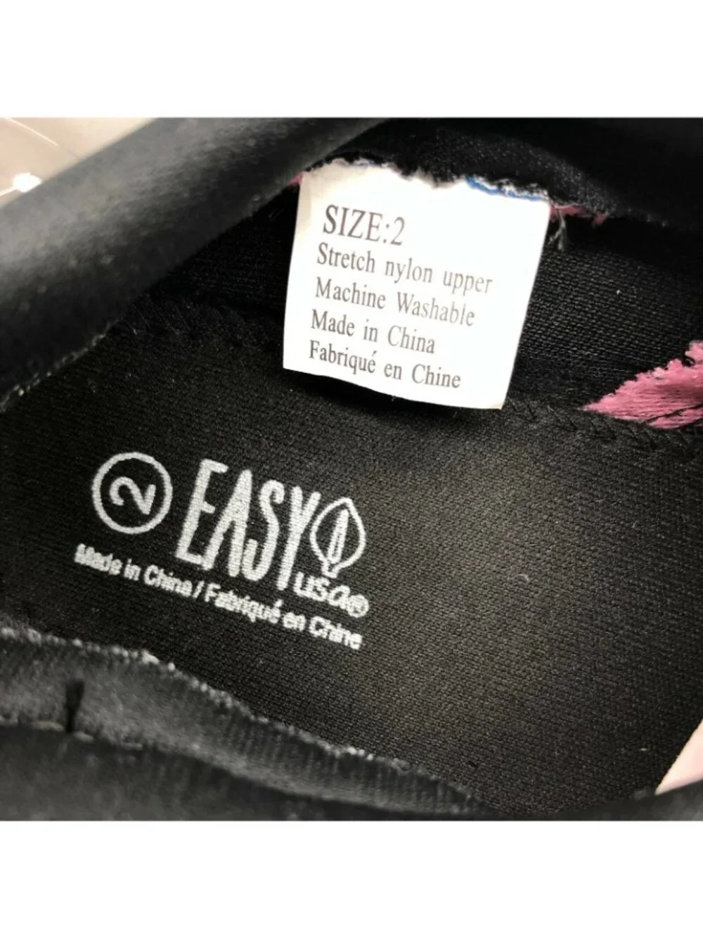 Easy USA Girls Water Shoes Slip On Mesh Fabric Drawstring Pink Black 2